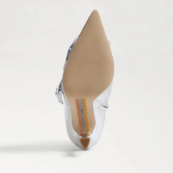 NEW Sam Edelman Esmae Stiletto Ankle Booties Silver Pointed Toes Size 6.5 - Picture 2 of 15